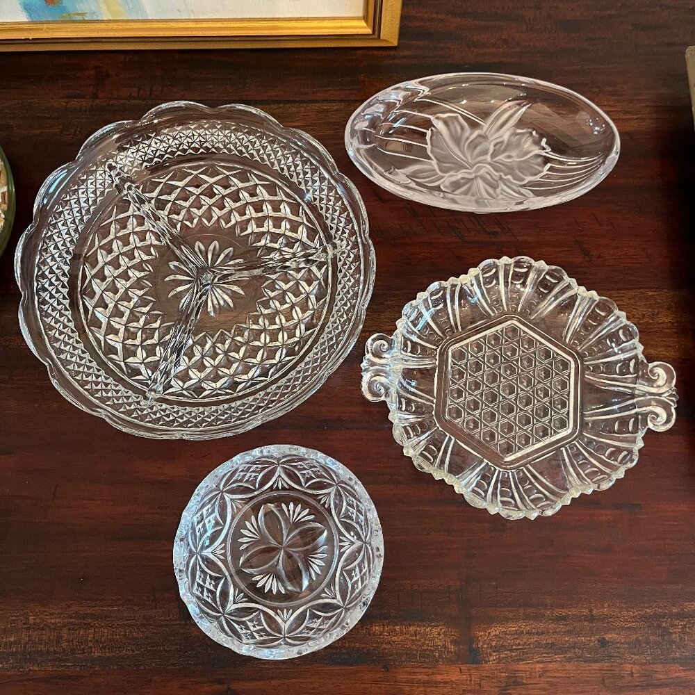 Vintage Glass Relish Jelly Butter Trinket Soap Candy  Cottagecore Grannycore